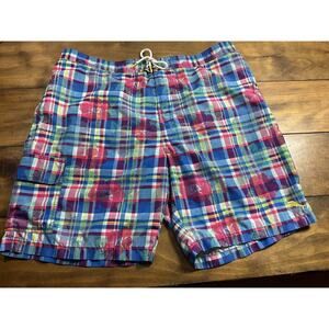 Tommy Bahama Swim Trunks Mens Size XXL Plaid Floral Draw String Lined Shorts